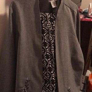 Two skirts with suit coats and one skirt